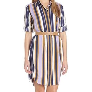 $395 Halston Heritage LS Cabana Stripe Shirtdress